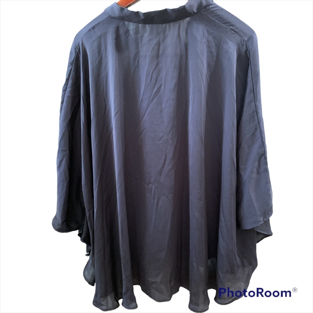 Zara Basic Cape blouse Navy Blue size Medium - Picture 3 of 8